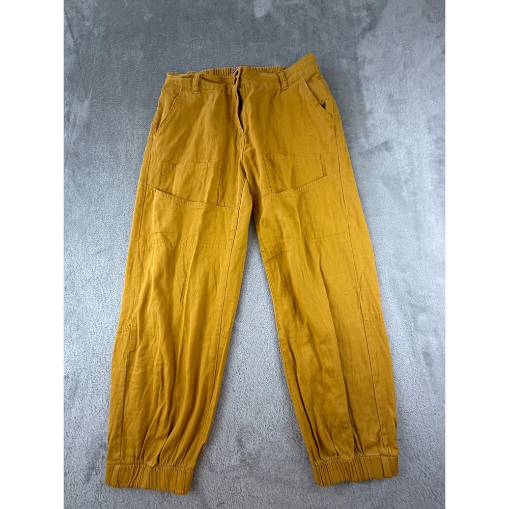 Street Blue Jogger Pants Women XL Yellow Cotton Elastic Waist Cuffs Casual